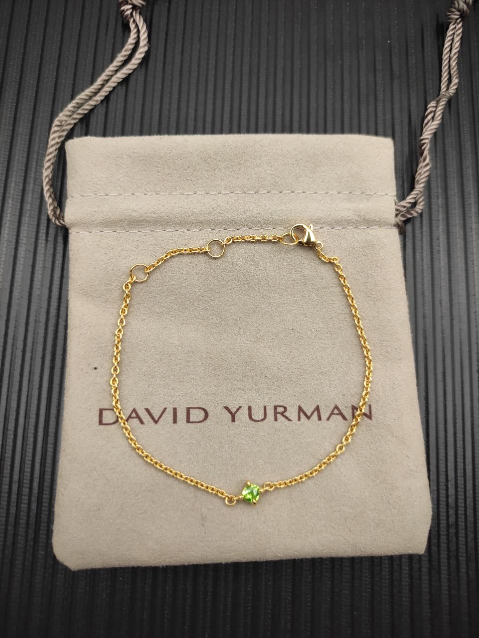David Yurman Elegant Gold Bracelet with Green Gemstone